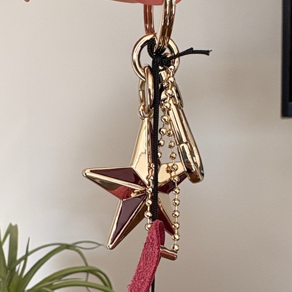 Furla Gold and Burgundy Star Key Holder Bag Charm - Picture 4 of 6